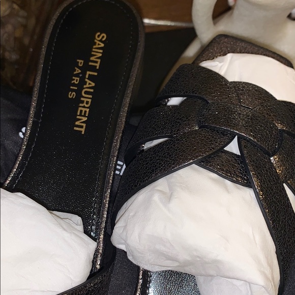 BNWB YSL Tribute Metallic Black Sandals - Picture 7 of 9